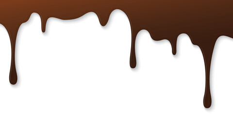 Melted chocolate flows onto white background graphic illustration have blank space.