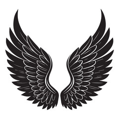 Obraz premium angel wings black silhouette vector, Simple silhouette Design vector
