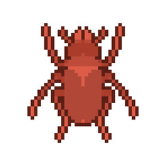 Fototapeta premium Bug pixel art. 8 bit Beetle insect Vector illustration