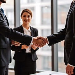 Accord professionnel avec poignée de main en entreprise
