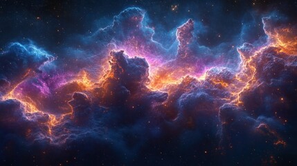 Fototapeta premium Cosmic nebulae, vibrant colors, glowing clouds in space