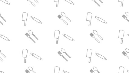 Kitchen utensils seamless pattern background. Kitchen set seamless pattern. Doodle of kitchen set, cooking utensils seamless pattern. Perfect for fabrics, textiles, wallpaper, decor, print, packaging