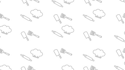 Fototapeta premium Kitchen utensils seamless pattern background. Kitchen set seamless pattern. Doodle of kitchen set, cooking utensils seamless pattern. Perfect for fabrics, textiles, wallpaper, decor, print, packaging