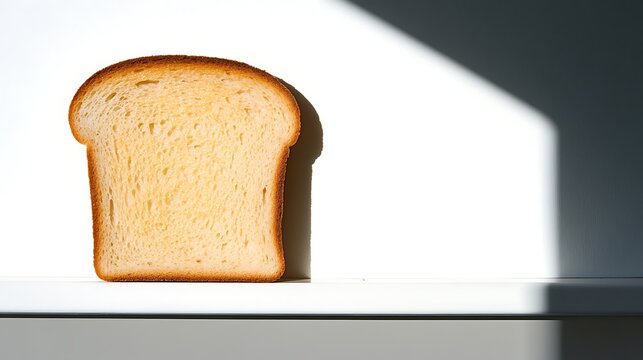 A single slice of toasted bread sits on a surface