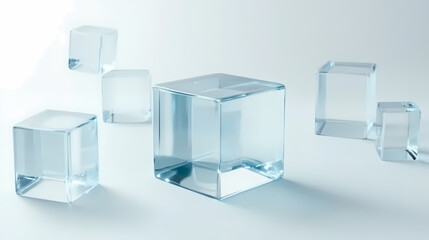 Abstract Transparent Ice Cubes Composition