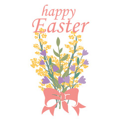 Happy Easter, vector 
 a postcard with flowers and text