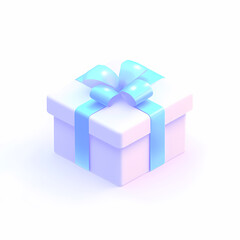 Obraz premium Pastel Gift Box with Teal Ribbon