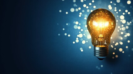 A glowing light bulb radiates creativity and inspiration, symbolizing innovative ideas, enlightenment, and the shining brilliance of human imagination in a captivating moment.