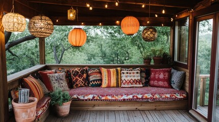 Cozy Bohemian Outdoor Patio Lounge