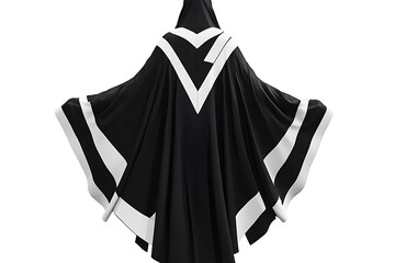 3D Elegant Black Abaya with White Symmetric Patterns.