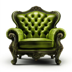 Green Leather Chesterfield Armchair Vintage Style Luxury Furniture