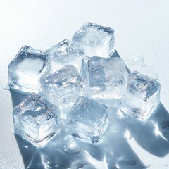 Three delicious ice cubes, isolated on white background