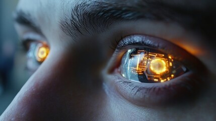 Naklejka premium Cybernetic Eye: A Glimpse into the Future of Vision