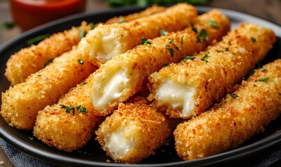 Crispy Golden Mozzarella Sticks, Generative AI