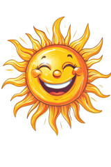 Isolated Happy Cartoon Sun