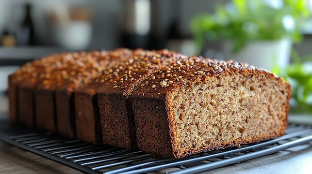 sliced sourdough buckwheat bread with a golden crust,soft airy crumb perfect for toasts sandwiches or as a side to meals a healthy,flavorful choice
