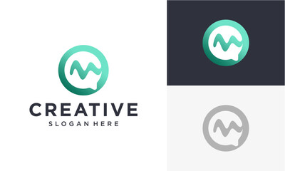M initial vector logo speech bubble