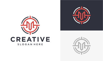 MS crosshair initials vector logo