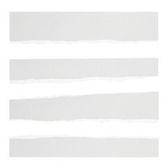 Torn paper strips png, white paper pieces isolated on transparent background
