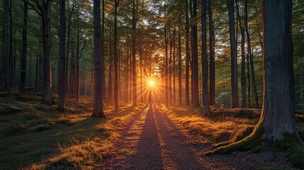 Fototapeta premium sunset in the forest