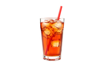 Iced Tea in Tall Glass with Straw Refreshing Summer Drink,