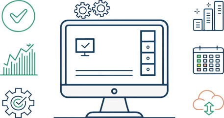 Computer icon design, Set of Computer Illustration vector design, Computer Illustration vector design