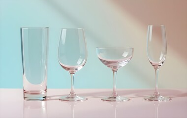 Set of Empty Glassware for Different Drinks