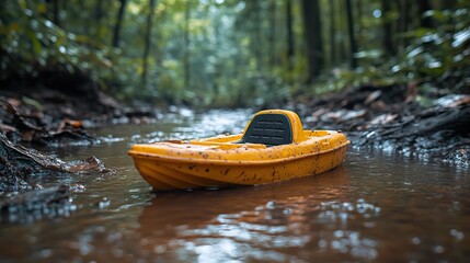 toy boat on the chocolate river