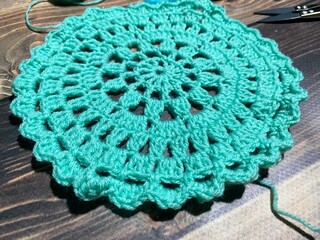 Crochet mandala doily handmade craft decor design napkin process crocheting	