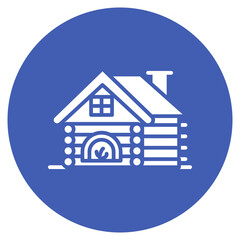 Winter Cabin Fireplace Vector Icon