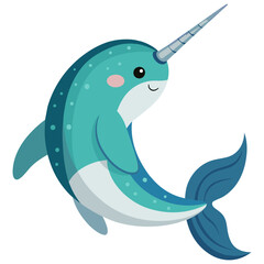 Naklejka premium narwhal vector illustration, realistic marine mammal artwork, arctic wildlife design