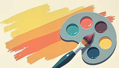 Paintbrush Palette Simple Cartoonish Artistic Expression
