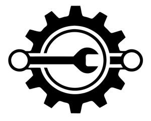 creative Gear and Wrench icon silhouette vector illustration isolated on white background