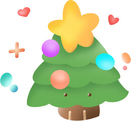 A cute drawing of a Christmas tree with a big star on top.