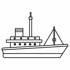 Obraz premium Vector illustration of a ship silhouette on the ocean, symbolizing travel and transportation
