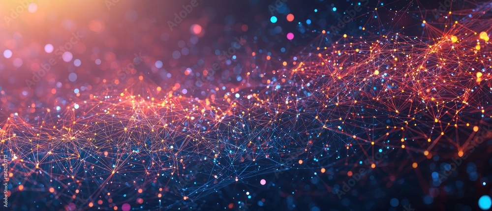 Poster abstract network connections: a digital universe of intertwined nodes and data streams