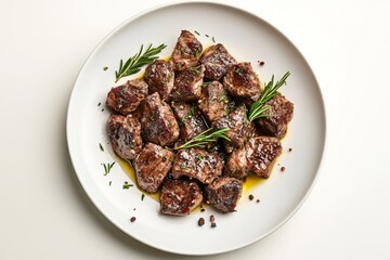 Delicious abbacchio alla romana displayed elegantly, featuring roasted lamb chops. Concept of abbacchio alla romana encapsulating rich flavors and presentation style.