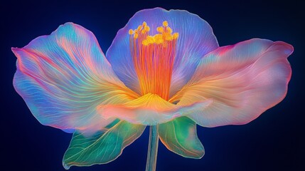 Chrome liquid Sakura cherry blossom flower. 3D render, modern design. Isolated holographic futuristic floral icon. Y2K, brutalism retro futurism concept.