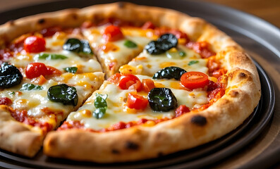 pizza with salami and olives