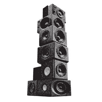 stack of speakers halftone grunge vector design element