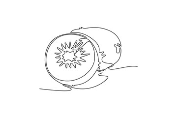 Kiwi. Fruits concept. Single line draw design. Vector graphic illustration