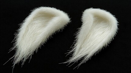 Obraz premium Pair of fluffy white faux fur ears on black background.