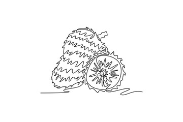 Soursop. Fruits concept. Single line draw design. Vector graphic illustration