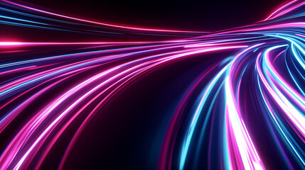 Futuristic Neon Light Streaks in Motion on a Dark Background