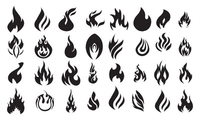 Naklejka premium Fire icon vector set. Fire flame symbol. Flame icon collection. fireball and flame vector illustration icon set. Fire flame icon. Burning symbol. Fireball sign. Energy illustration isolated.