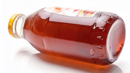 Kombucha Bottle Resting on Surface with Minimalist Background  