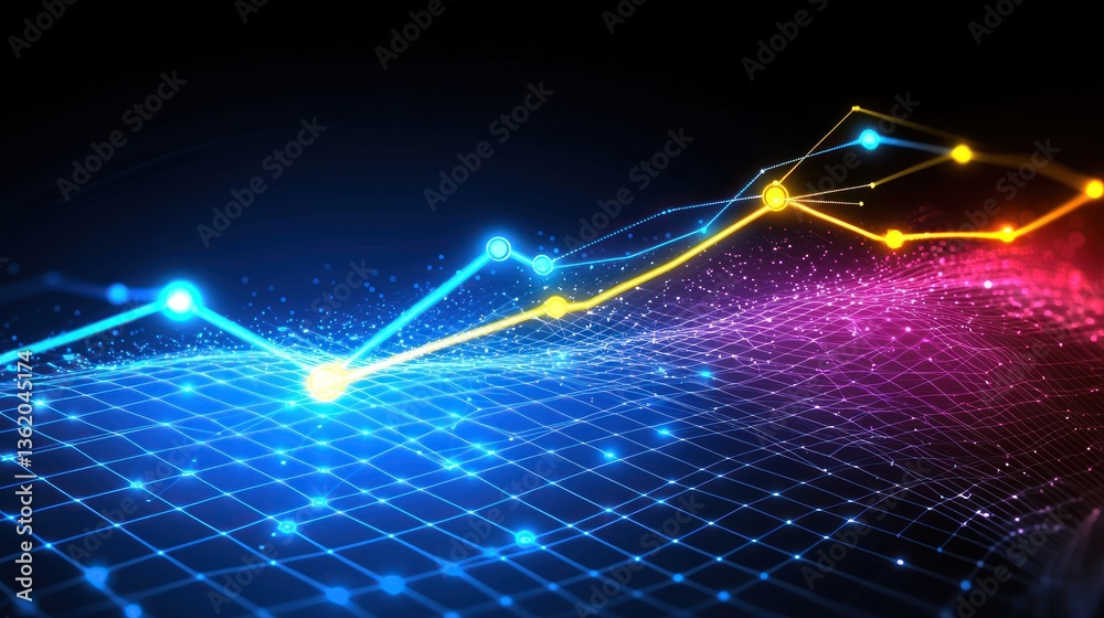 Poster abstract data visualization: dynamic growth and network connections