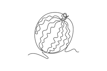 Watermelon. Fruits concept. Single line draw design. Vector graphic illustration