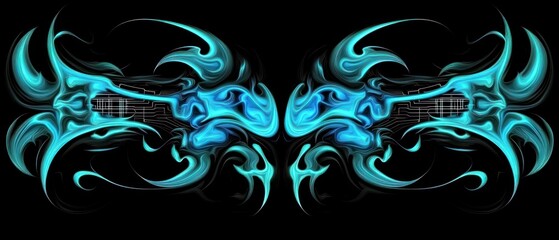 Fototapeta premium Abstract Cyan Flames Design: A Symphony of Light and Shadow