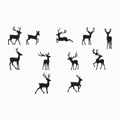 Deer Silhouette Variety Collection Vector Design.